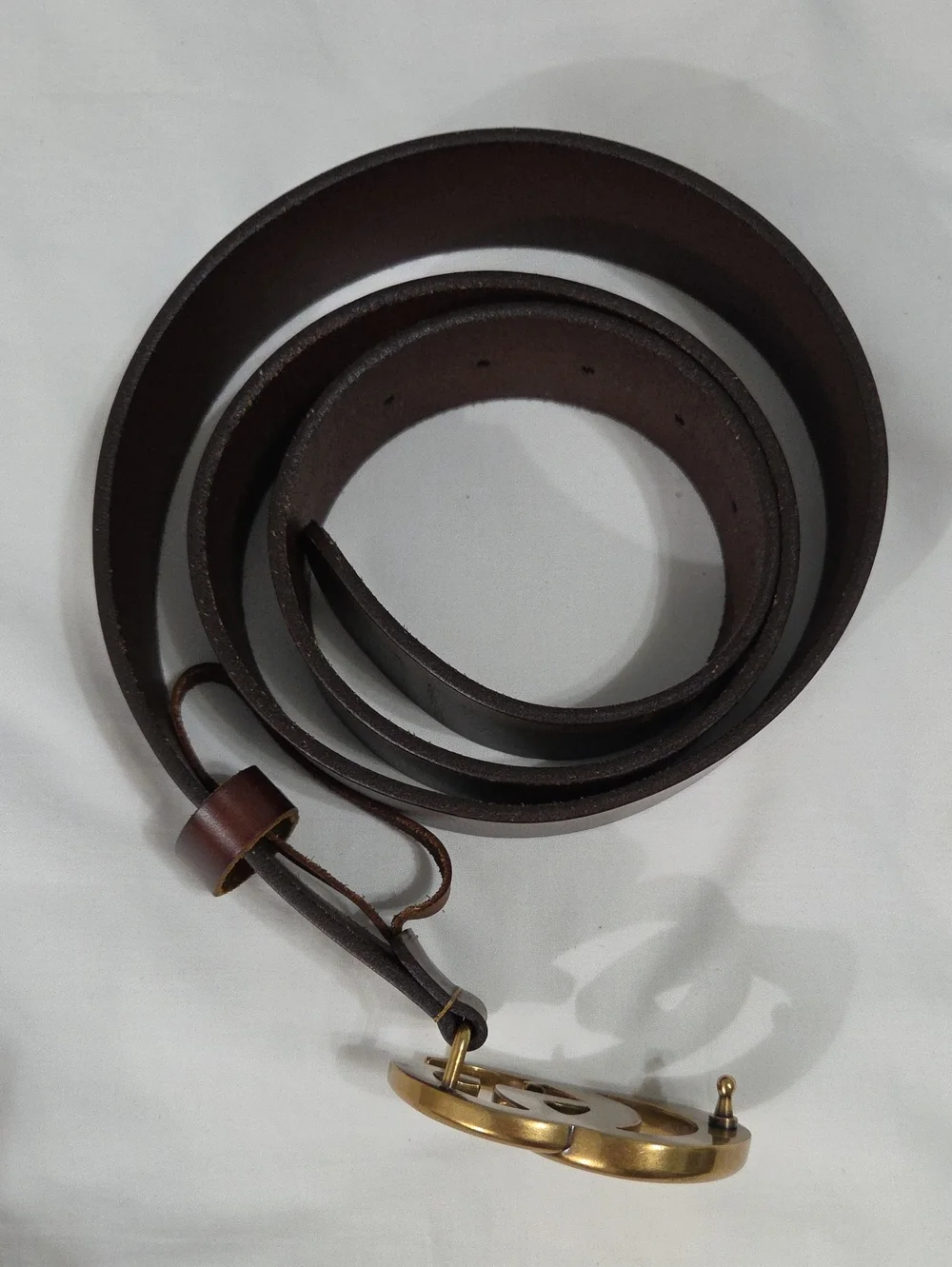 Gucci Brown Leather Belt with Gold Double G Buckle